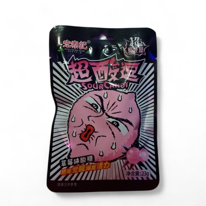 Lollipop Sour Candy çiyələk, 23 q