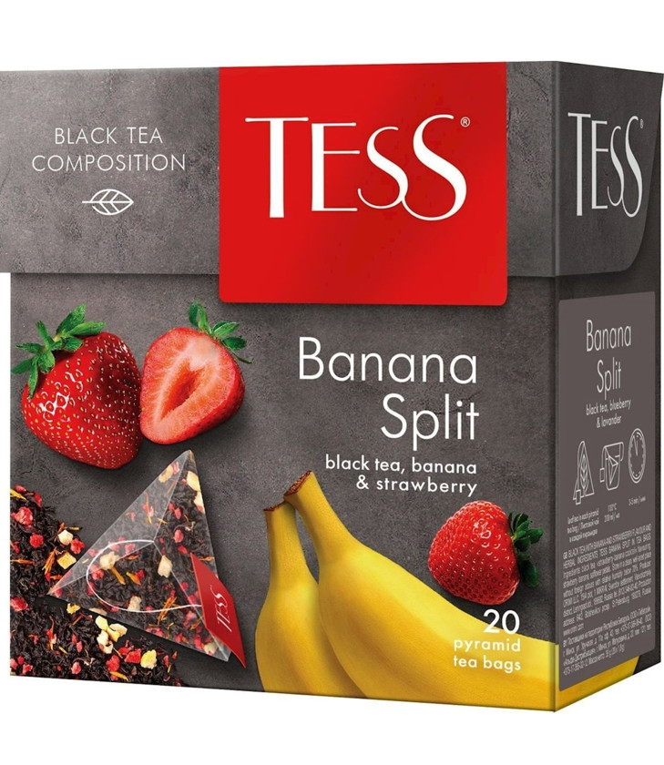 Paket çay Tess, bananlı-çiyələkli, 20 əd