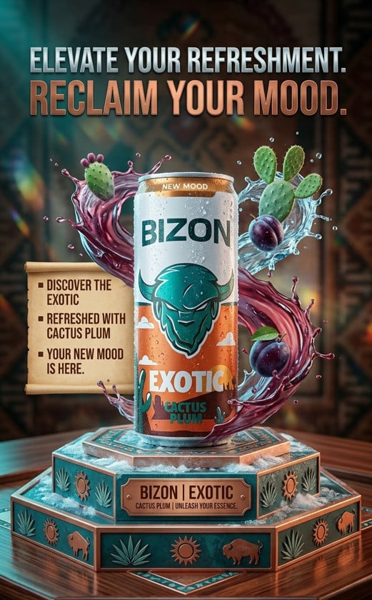 Enerji içkisi Bizon Exotic Plum Cactus, 250 ml