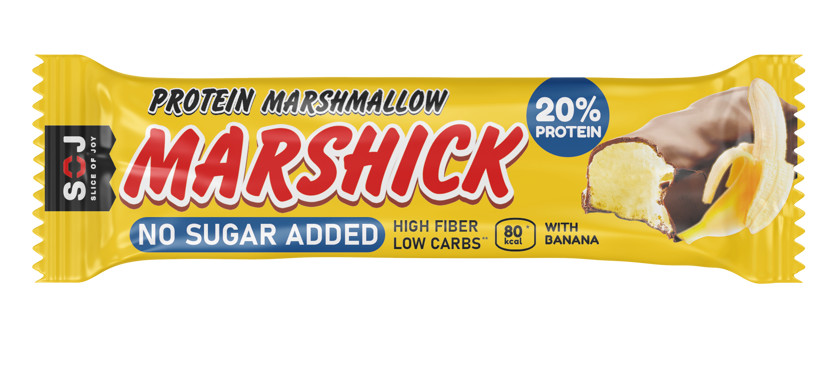 Protein bar SOJ Marshick, şokoladlı, bananlı, şəkərsiz, 30 q