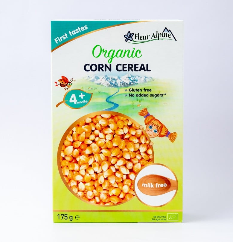 Südsüz qarğıdalı sıyığı Fleur Alpine Organic, 4 aydan, 175 q