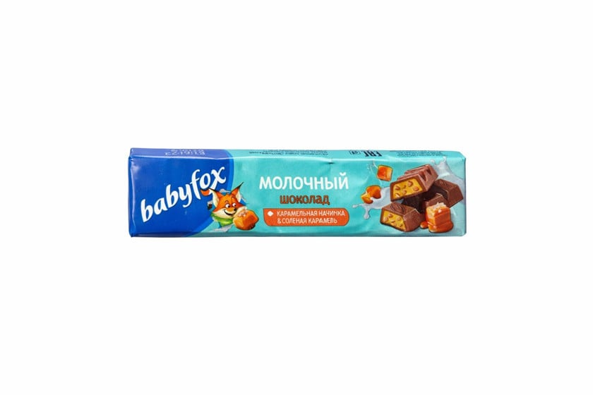 Батончик Babyfox karamelli və duzlu karamel içlikli südlü şokolad 45qr