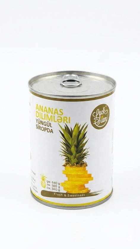 Konservləşdirilmiş аnanas Luck Siam, dilimlənmiş, 640 q