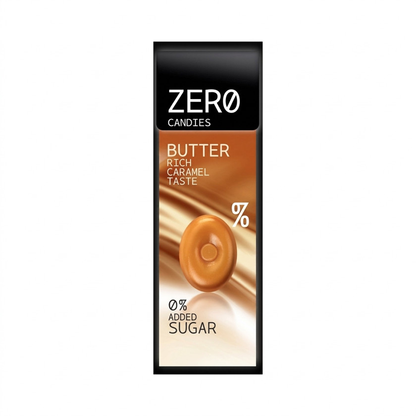 Konfetlər Zero Candies, qaymaqlı karamel dadı, şəkərsiz, 32 q