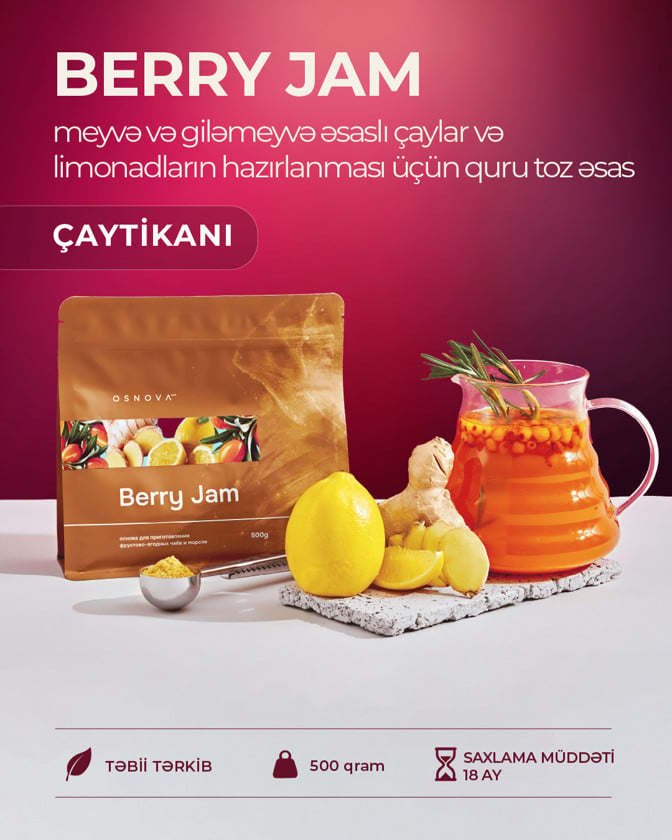 Meyvə və giləmeyvə çayları üçün əsas Osnova Tech Berry Jam "Çaytikani", 500 q