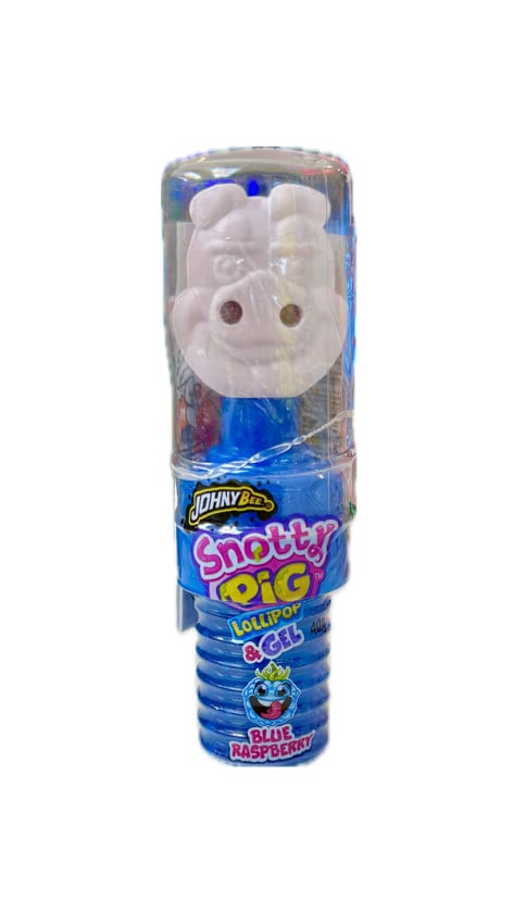 Jele içində lollipop Johny Bee Snotty Pig Blue Raspberry, 40 q