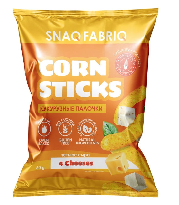 Qarğıdalı çubuqları Snaq Fabriq 4 Cheeses Gluten Free, 60 q