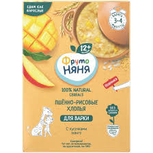 Südsüz sıyıq ФрутоНяня darı yarması-düyü manqo parçaları ilə, 200 q, 12+ ay
