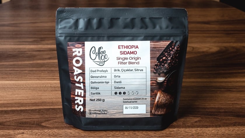 Qəhvə dənələri Premium Ethiopia Sidamo, 250 q