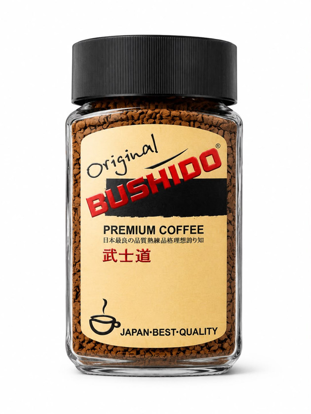 Həll olunan qəhvə Bushido Original Premium Coffee, аrabika, 100 q