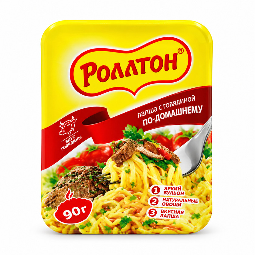 Əriştə Роллтон, GMO olmadan, mal iti ilə, 0.90 q