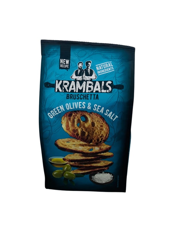 Brusketlər Krambals Dəniz duzu və yaşıl zeytun dadı ilə, 70 q