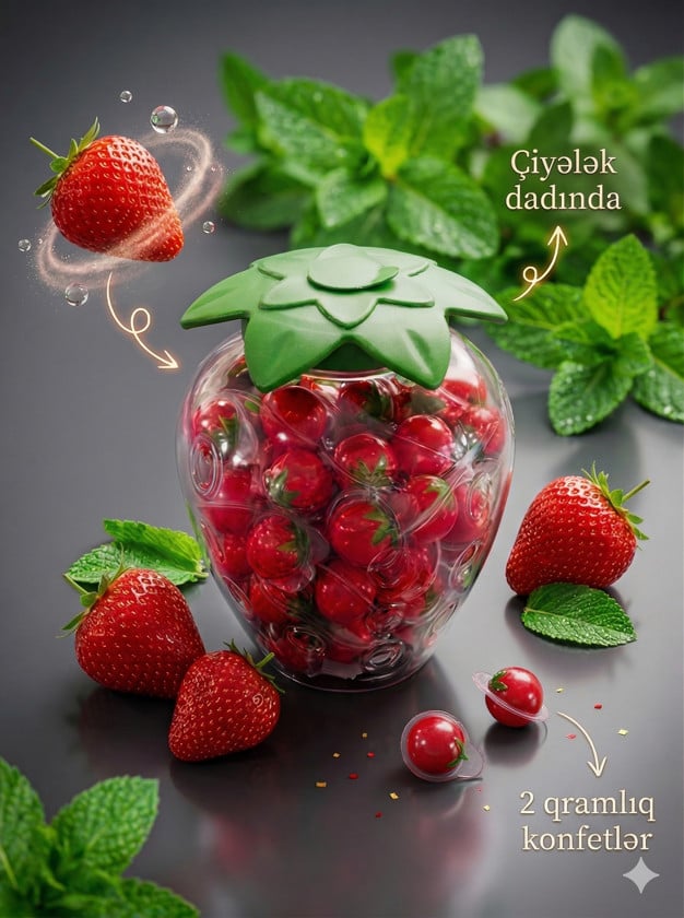 Jele konfetlər Akbulak Strawberry Gummy Candy, 120 q