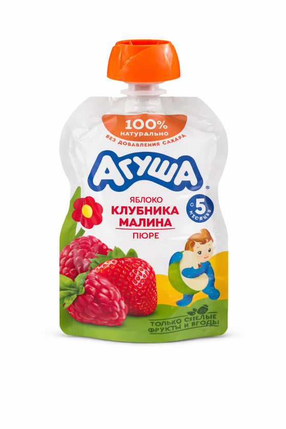 Püre uşaqlar üçün Агуша, çiyələk, 90 q