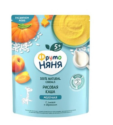 Düyü süd sıyıq ФрутоНяня balqabaq və ərik ilə, 200 ml, 5+ ay