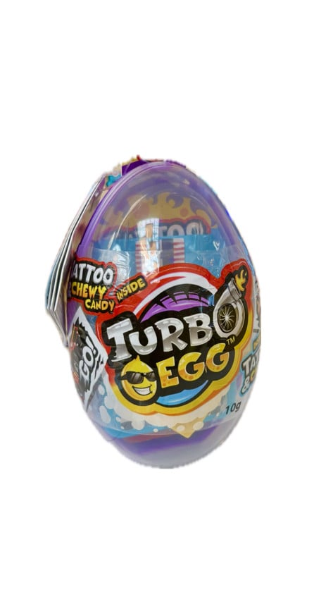 Çeynənən konfet Johny Bee Turbo Egg Tutti-Frutti, oyuncaqlı, 10 q