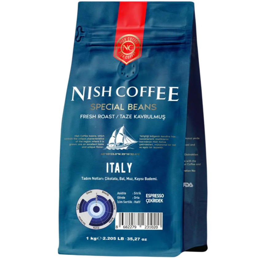 Qəhvə dənələri Nish Espresso Italy, 1000 q