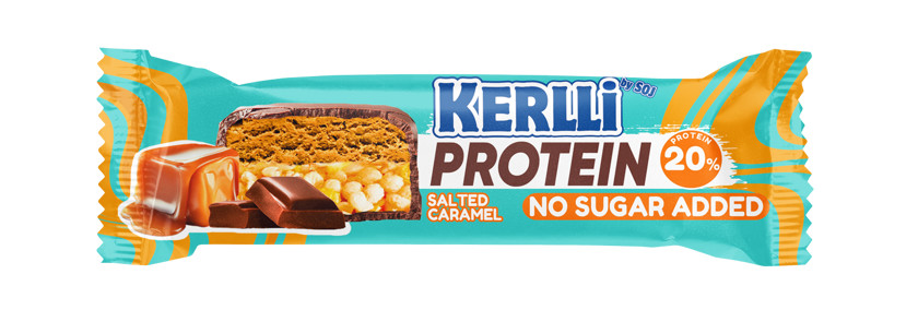 Proteinli baton Kerlli karamel dadlı ilə, şəkərsiz, 40 q