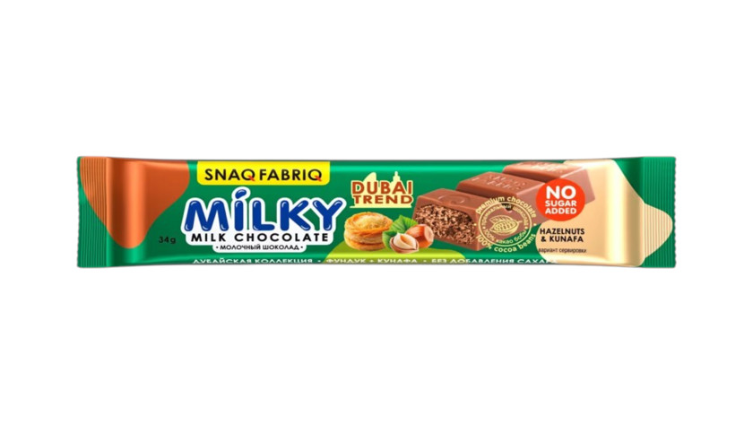 Şokolad Snaq Fabriq Milky, Fındıq və kadaif xəmiri, az kalorili, şəkərsiz
