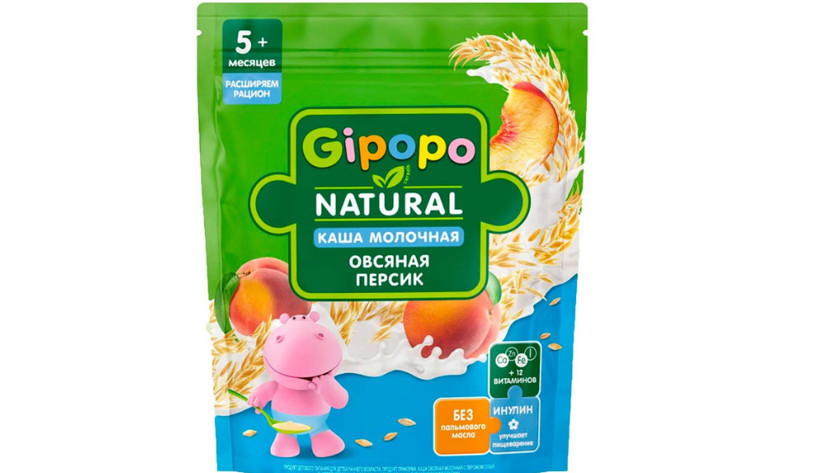 Südlü yulaf sıyığı Gipopo Natural Şaftalı, 5+ ay, 200 q