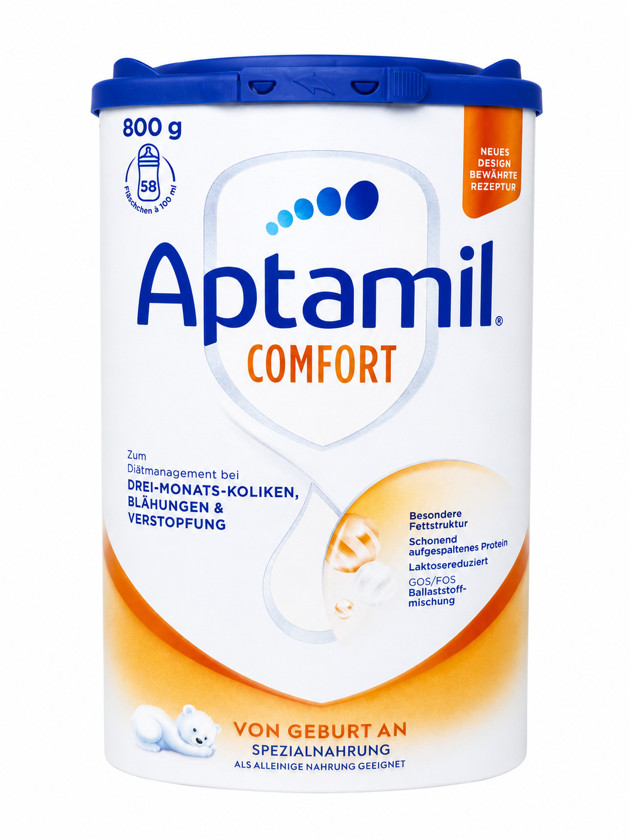 Südlü qatışıq Aptamil Comfort, Quru, 0 (yenidoğulan), Sancıların qarşısını almaq üçün, 800 q