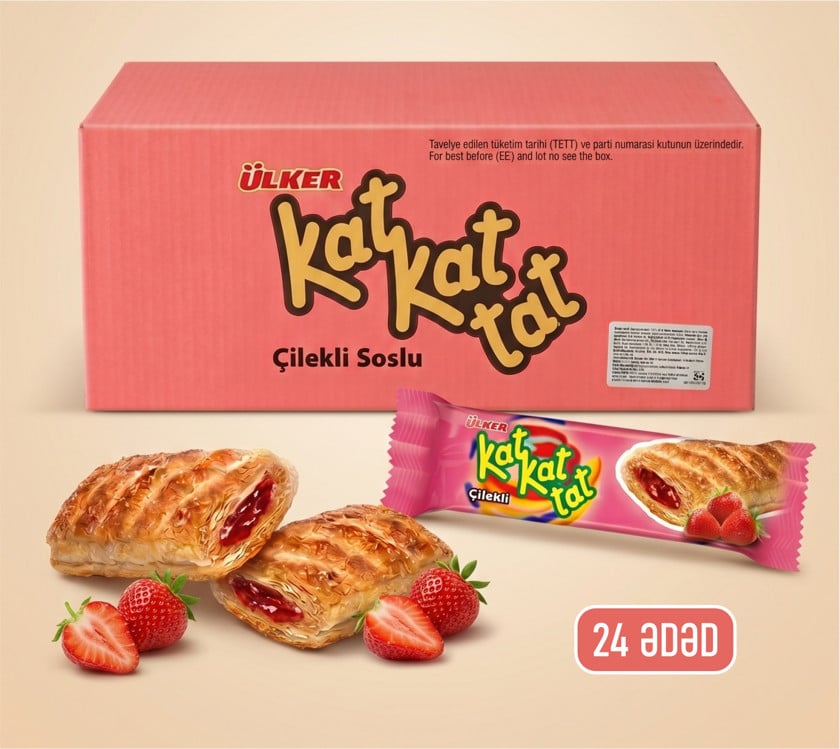 Biskvit Ülker Kat kat tat çiyələkli 28 q, 24 əd