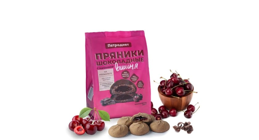 Şəkərsiz Şokoladlı Gingerbread, albalı içməli Petrodiet 300 qr