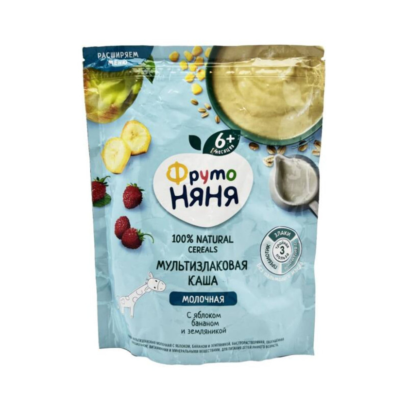Südlü multitaxıllı sıyıq alma, banan və çiyələk ilə, 6 aydan, 200 q