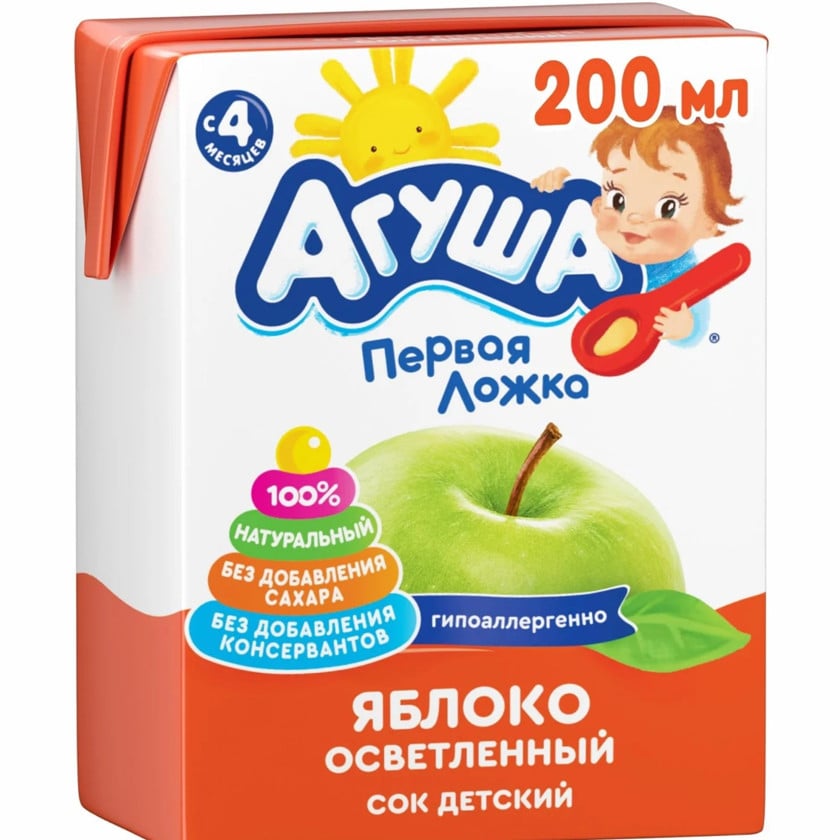 Uşaq şirəsi Агуша alma, 4+ ay, 0.2 l