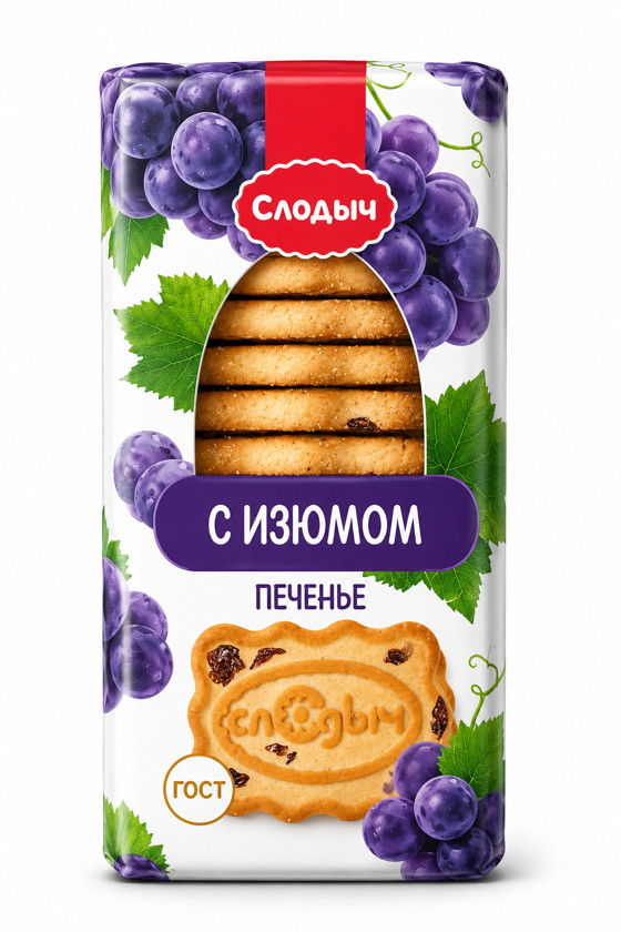 Peçenye Слодыч Üzüm ilə, dad gücləndiriciləri olmadan, 390 q