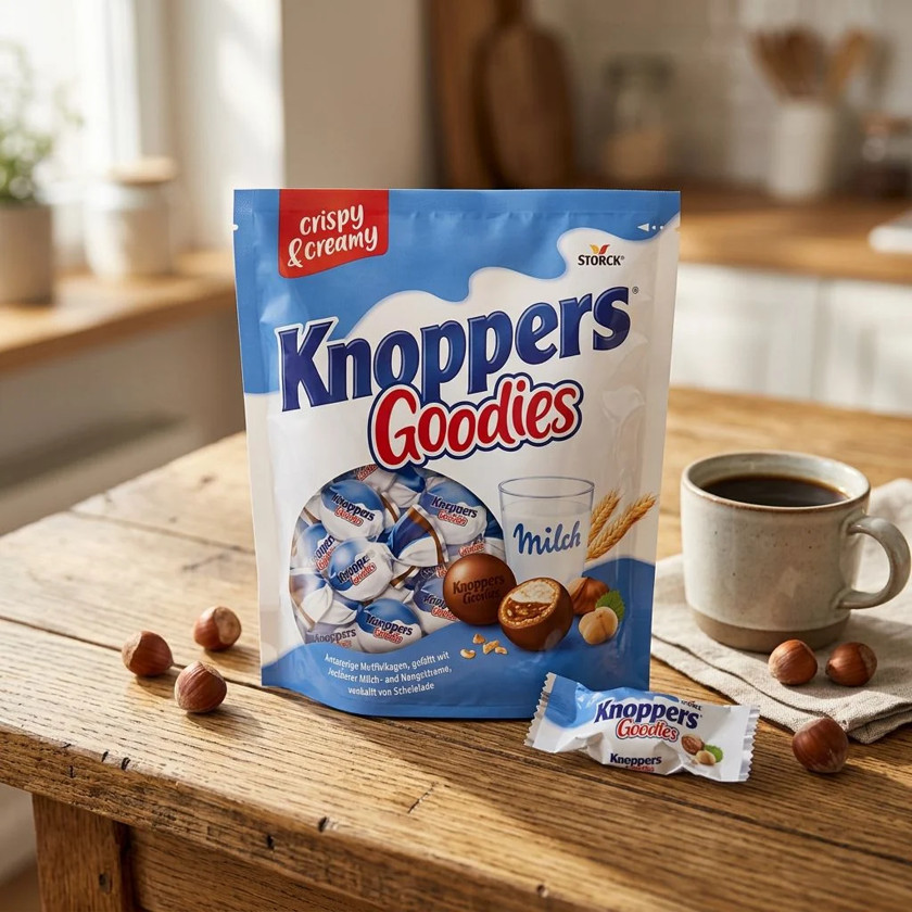 Şokolad konfetlər Storck Knoppers Goodies, fındıqlı, südlü, 180 q
