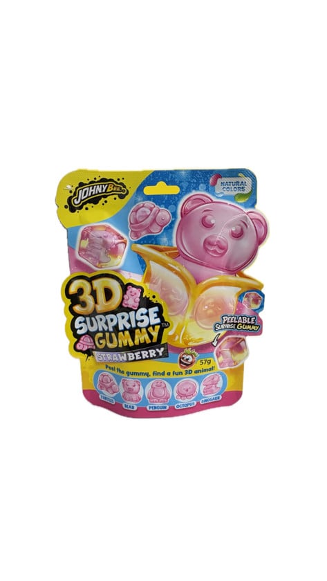 Jele konfetlər Johny Bee 3D Surprise Gummy Strawberry, 57 q