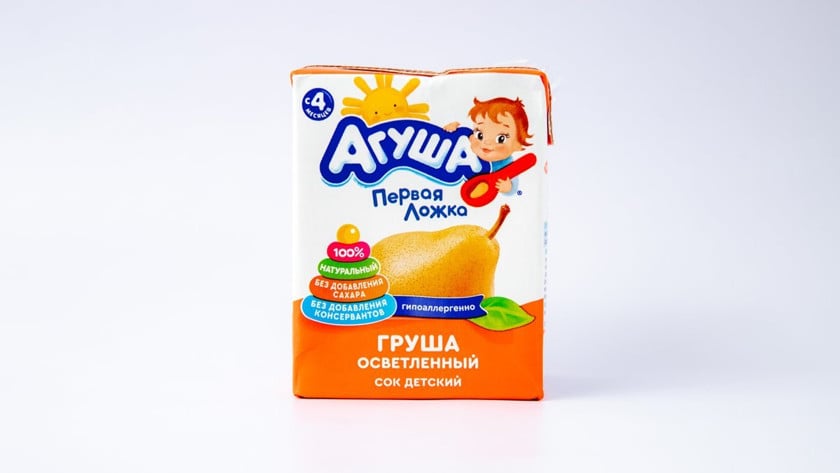 Meyvə şirəsi uşaqlar üçün Агуша Armud, 200 ml, 4 aydan