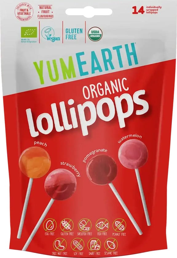 Lollipop YummyEarth Organic Lollipops Pomegranate, Peach&Strawberry 85 q