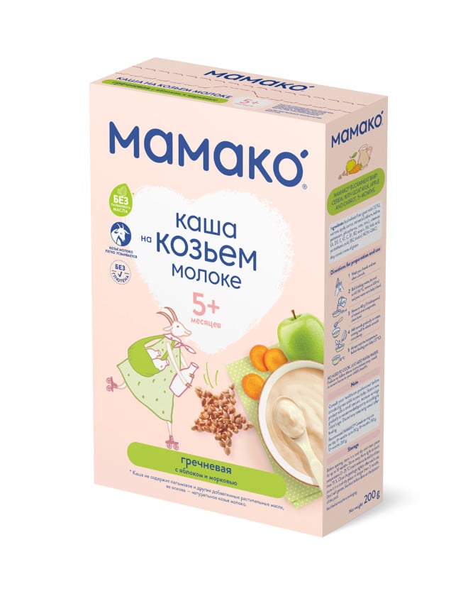 Südlü qarabaşaq sıyıq Мамако, alma, kivi ilə, 200 q