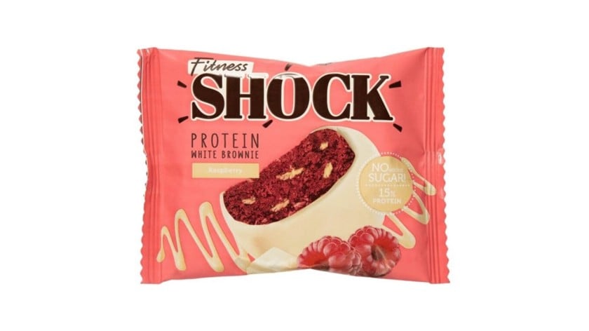 Proteinli peçenye FitnesShock White Brownie Raspberry, 50 q