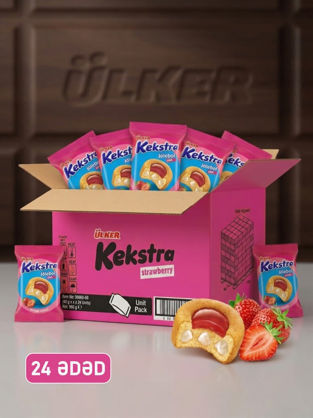 Çiyələkli keks Ülker, 40q, 24 əd