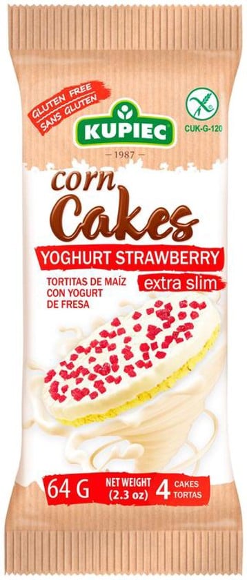 Düyü vaflisi Kupiec Yoghurt Strawberry, 64 q