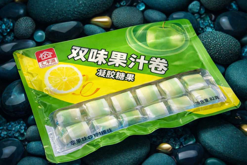 Çeynənən konfetlər Huifengyuan alma və limon ilə 82 q