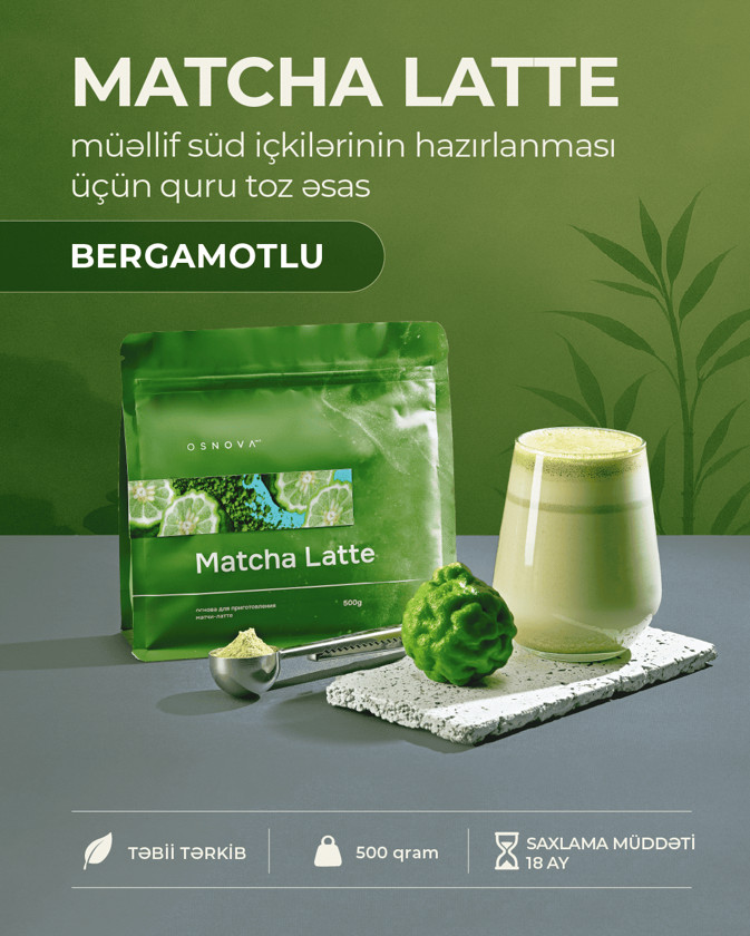 Matcha Latte üçün baza Osnova Tech "Yaşıl Berqamot", 500 q