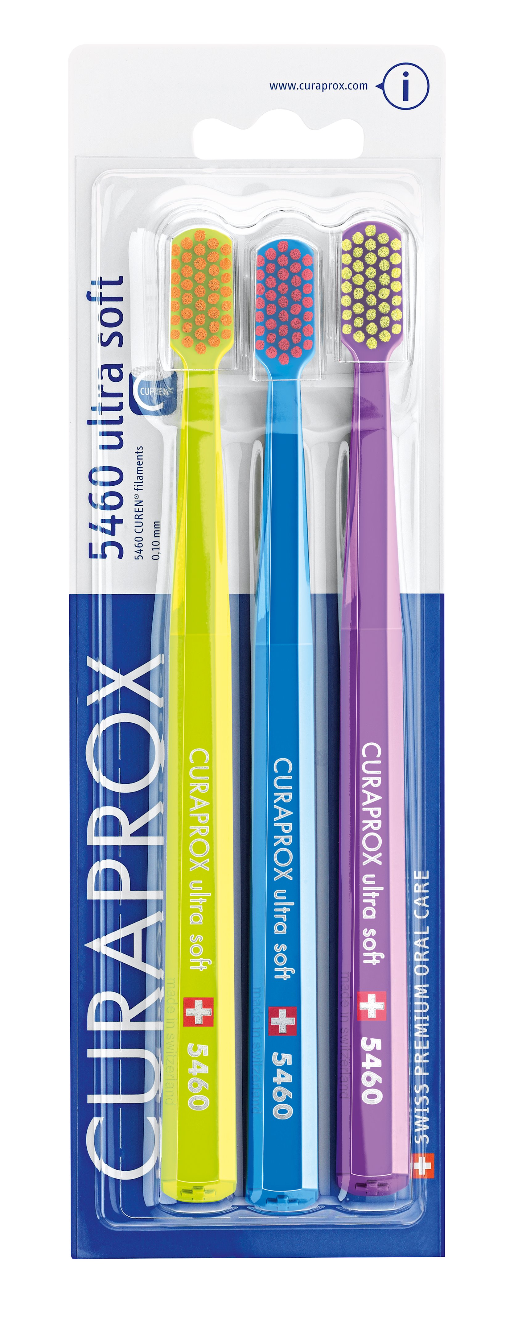 Зубные щетки Curaprox CS 5460 ultra soft, 3 штуки, разные цвета ...