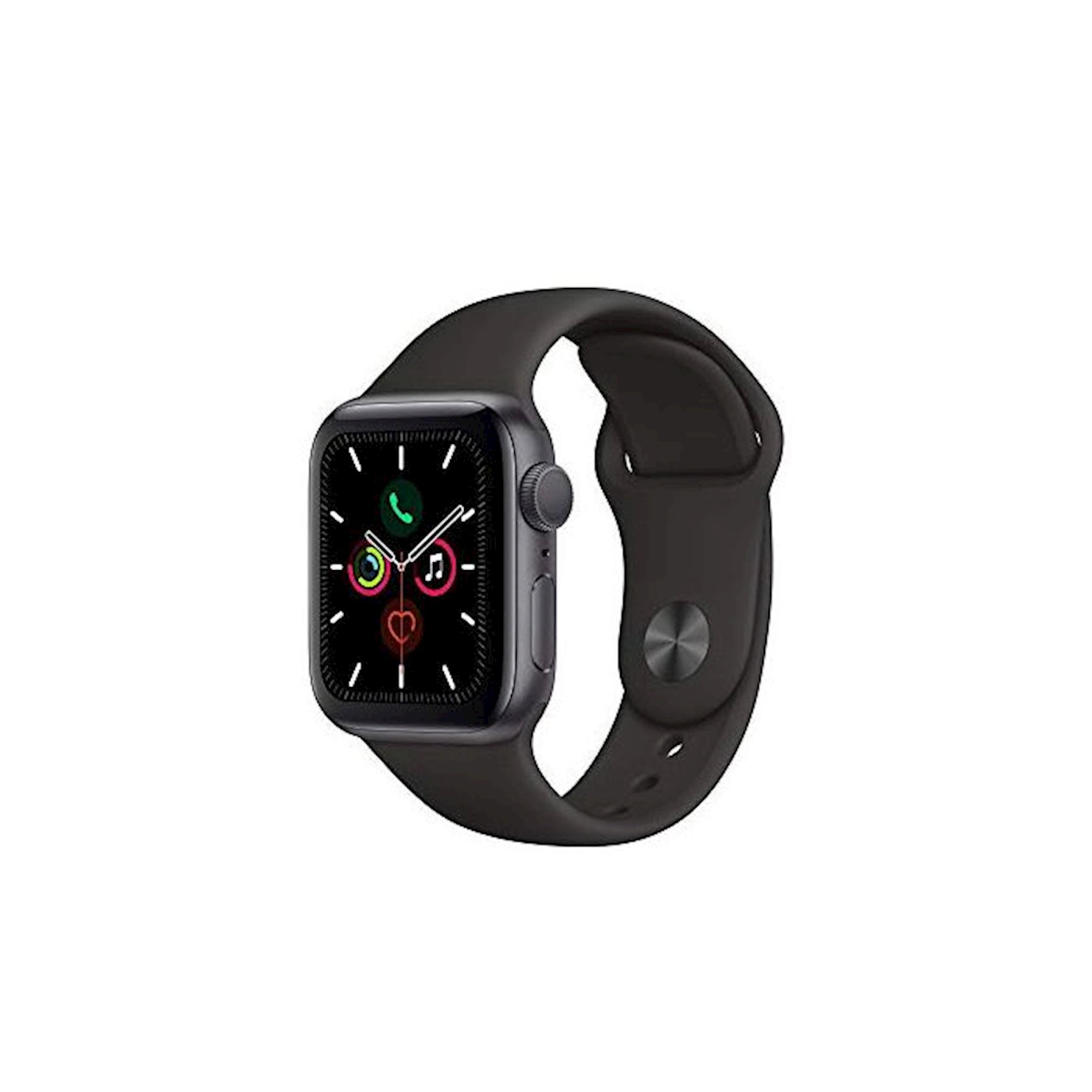 Apple Watch Series 5 GPS 40mm Space Gray Aluminum Case with Black Sport Band MWV82LL A