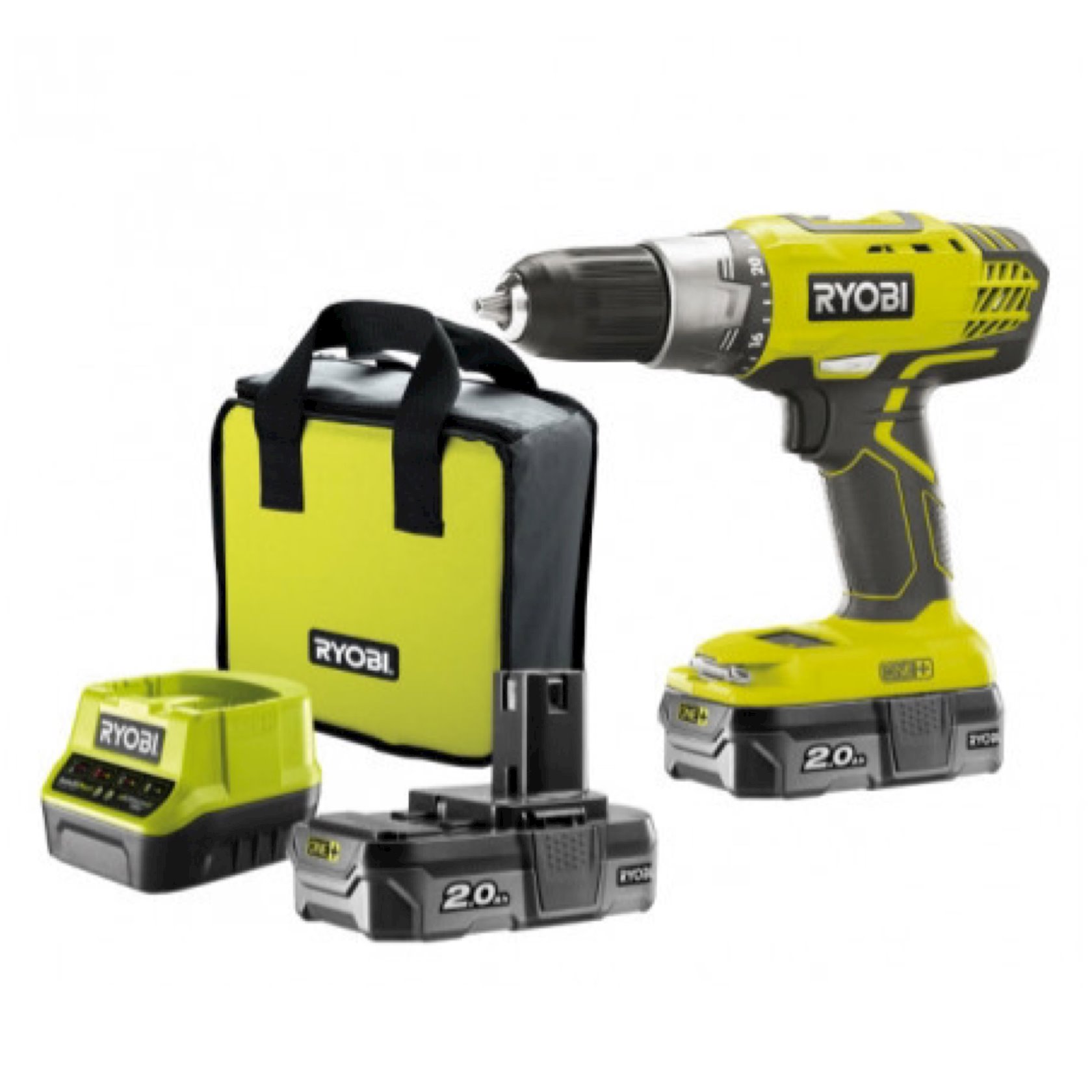 Дрель-шуруповерт аккумуляторный Ryobi R18DD2-220S One+, 18 В -  в .