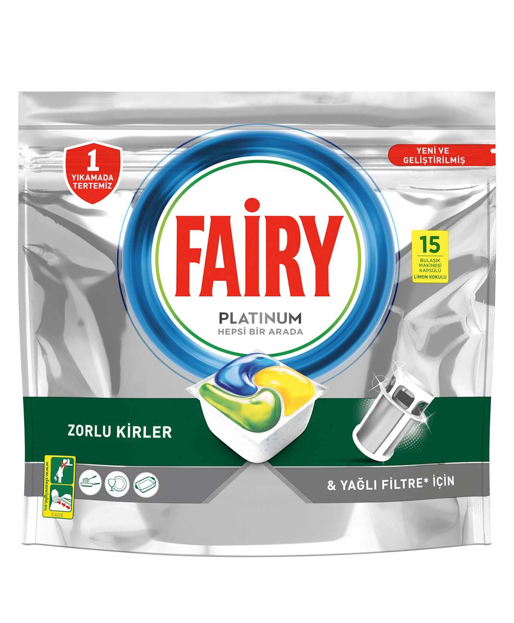 Капсулы для посудомоечных машин Fairy Platinum All in One Лимон 15 шт -  купить в Баку. Цена, обзор, отзывы, продажа