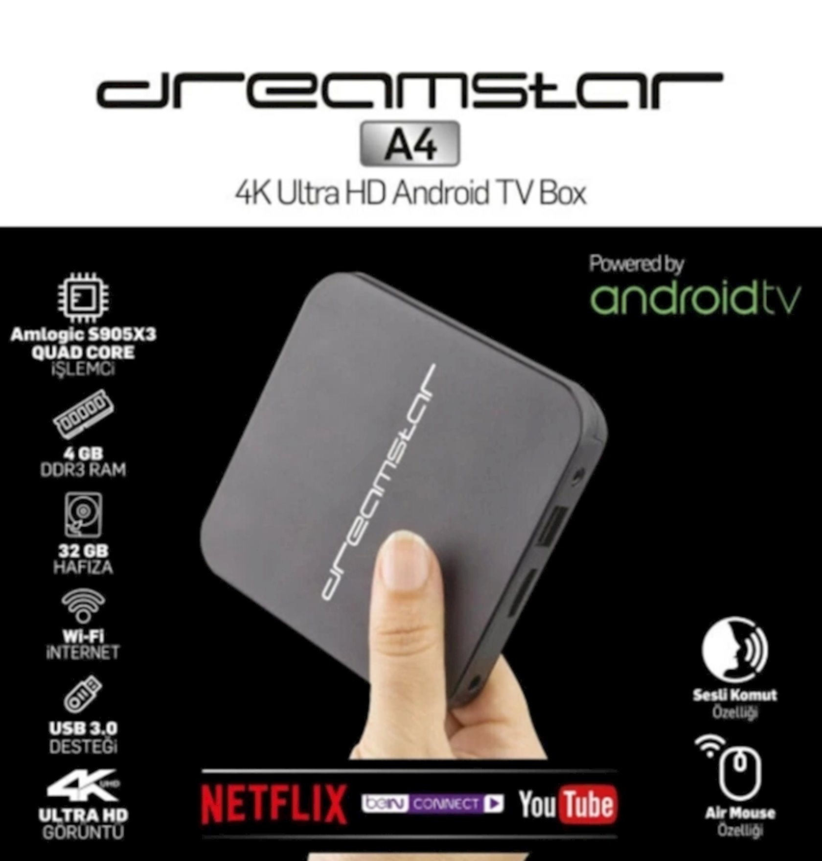 Media pleyer Dreamstar A4 4K Ultra HD Android Tv Box Qiymeti, Bakıda