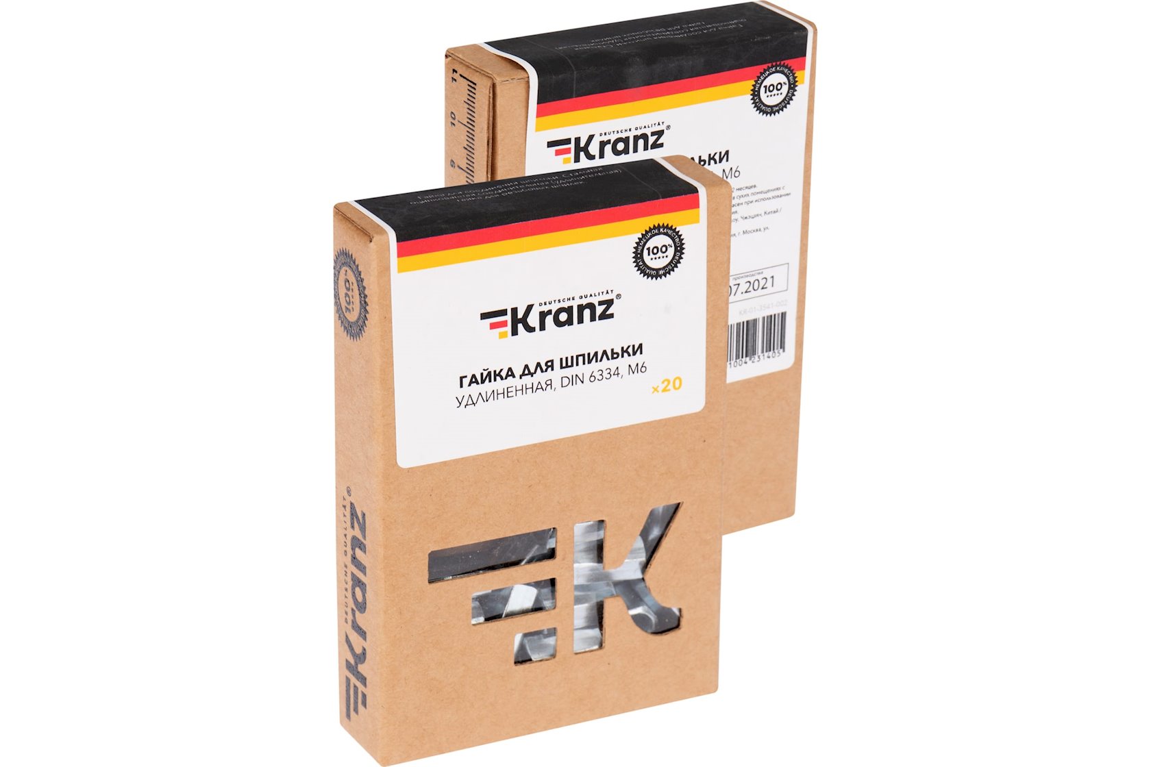 Гайка для шпильки, удлиненная Kranz М6, 1.0x10x18, 20 шт - купить в ...