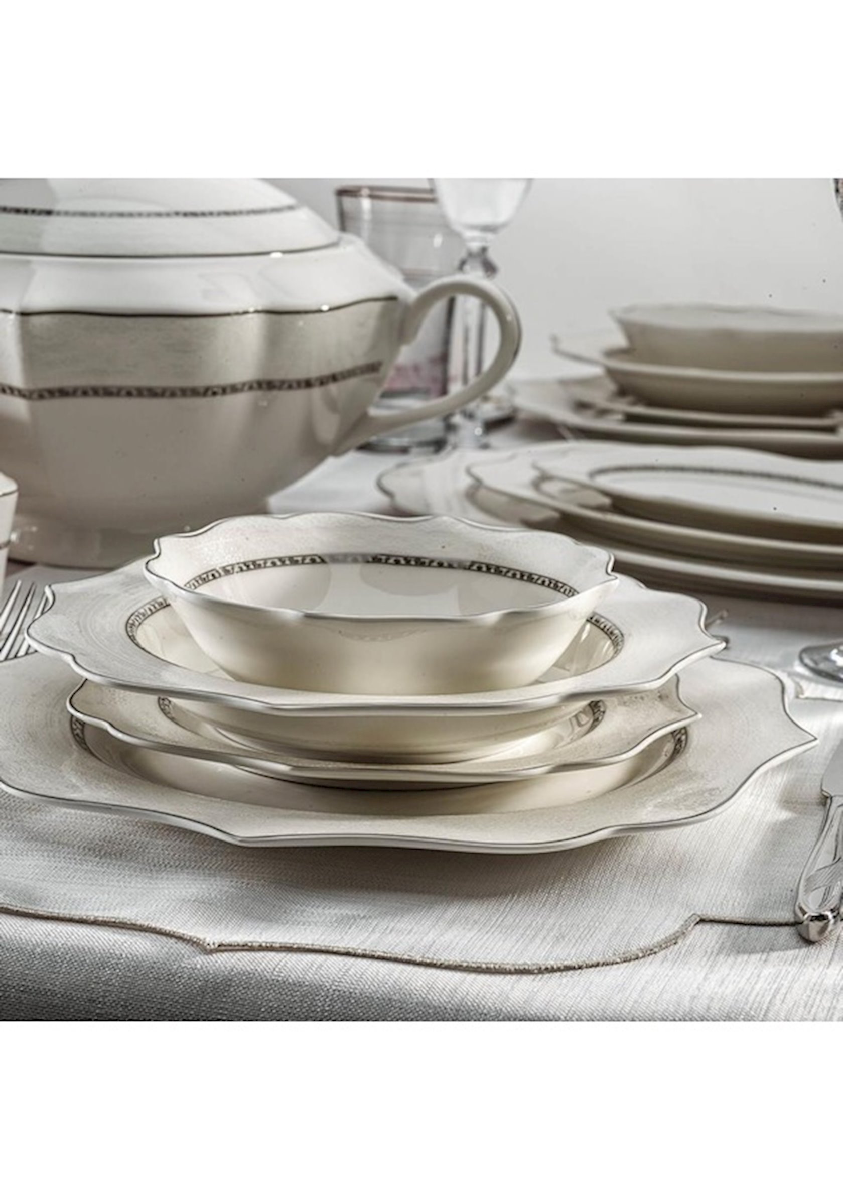 Набор столовой посуды Schafer Sole Platinum 02, фарфор, 12 человек, 60 ...