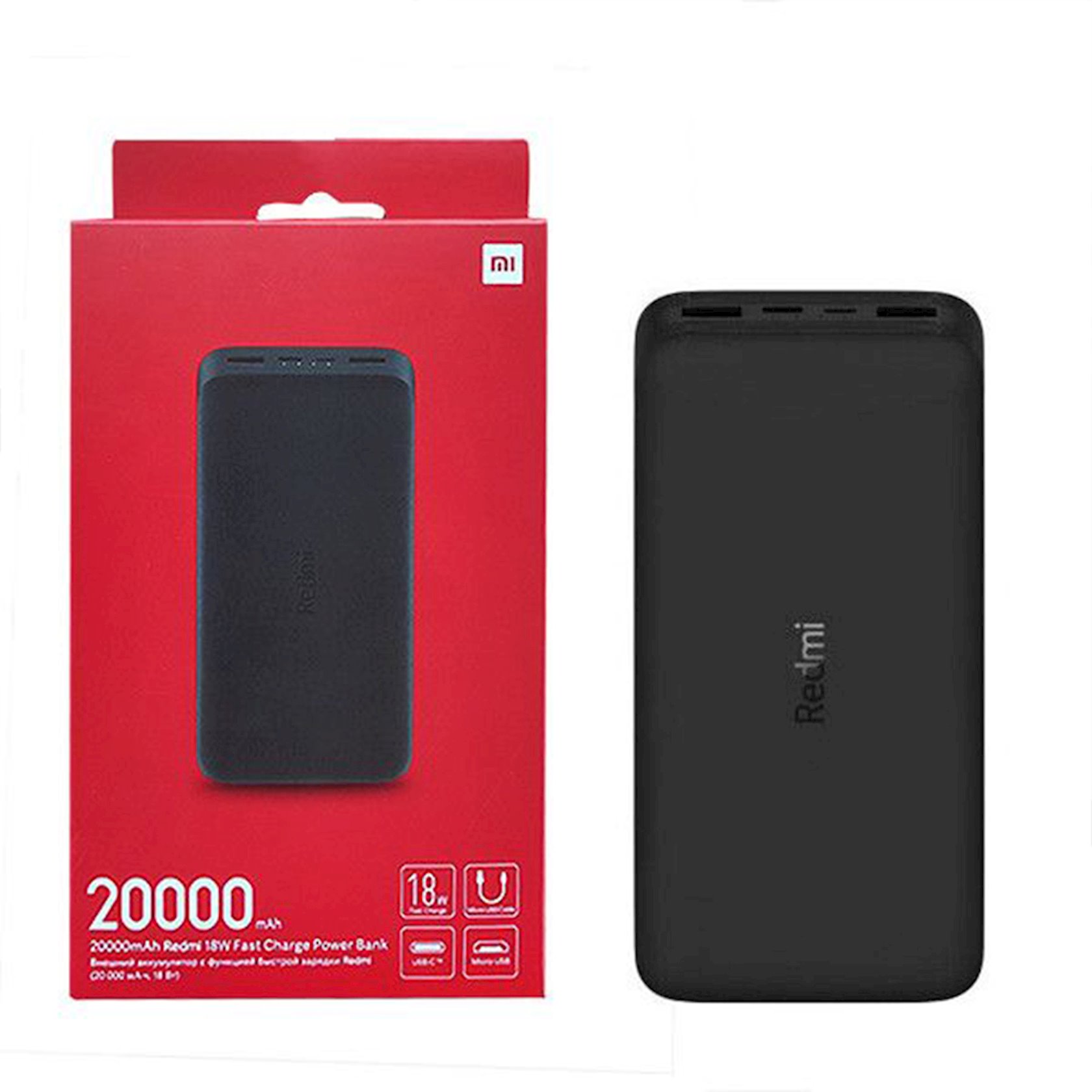 Xarici akkumulyator Xiaomi Redmi 20000 mAh Black - Qiymeti, Bakıda almaq.  Satışı, icmal, rəylər