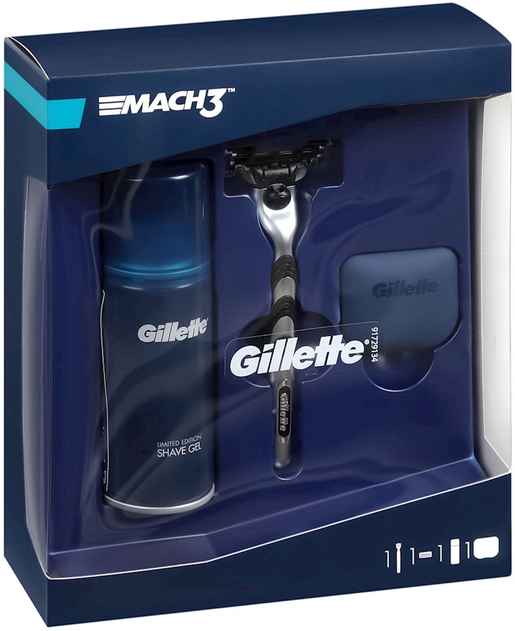 Набор Gillette Mach 3 комплект для мужчин гель для бритья + ручка ...