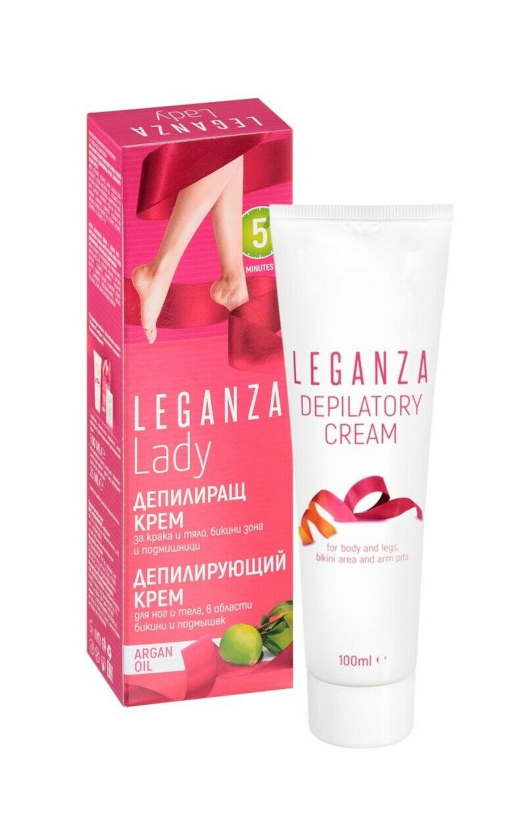 Depilyasiya üçün krem ayaqlar və bədən, bikini və qoltuqaltı üçün Leganza  Lady arqan yağı ilə 100 ml - Qiymeti, Bakıda almaq. Satışı, icmal, rəylər